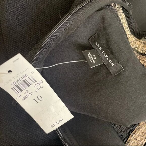 Ann Taylor NWT Black Zip Up Back Textured Semi Formal Midi Dress Size 10 - Picture 9 of 12